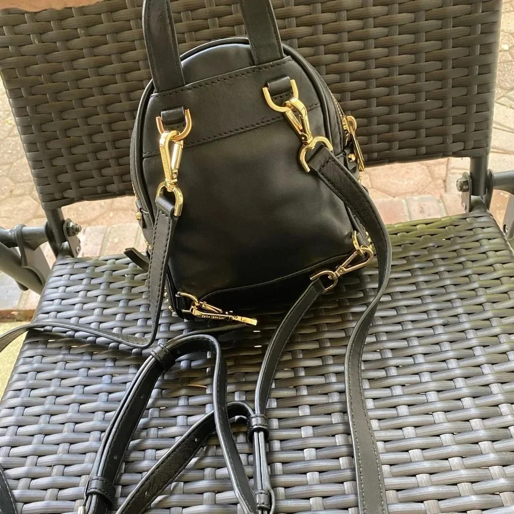 Rhea Medium Rose Studded Leather Backpack - Picture 11 of 11